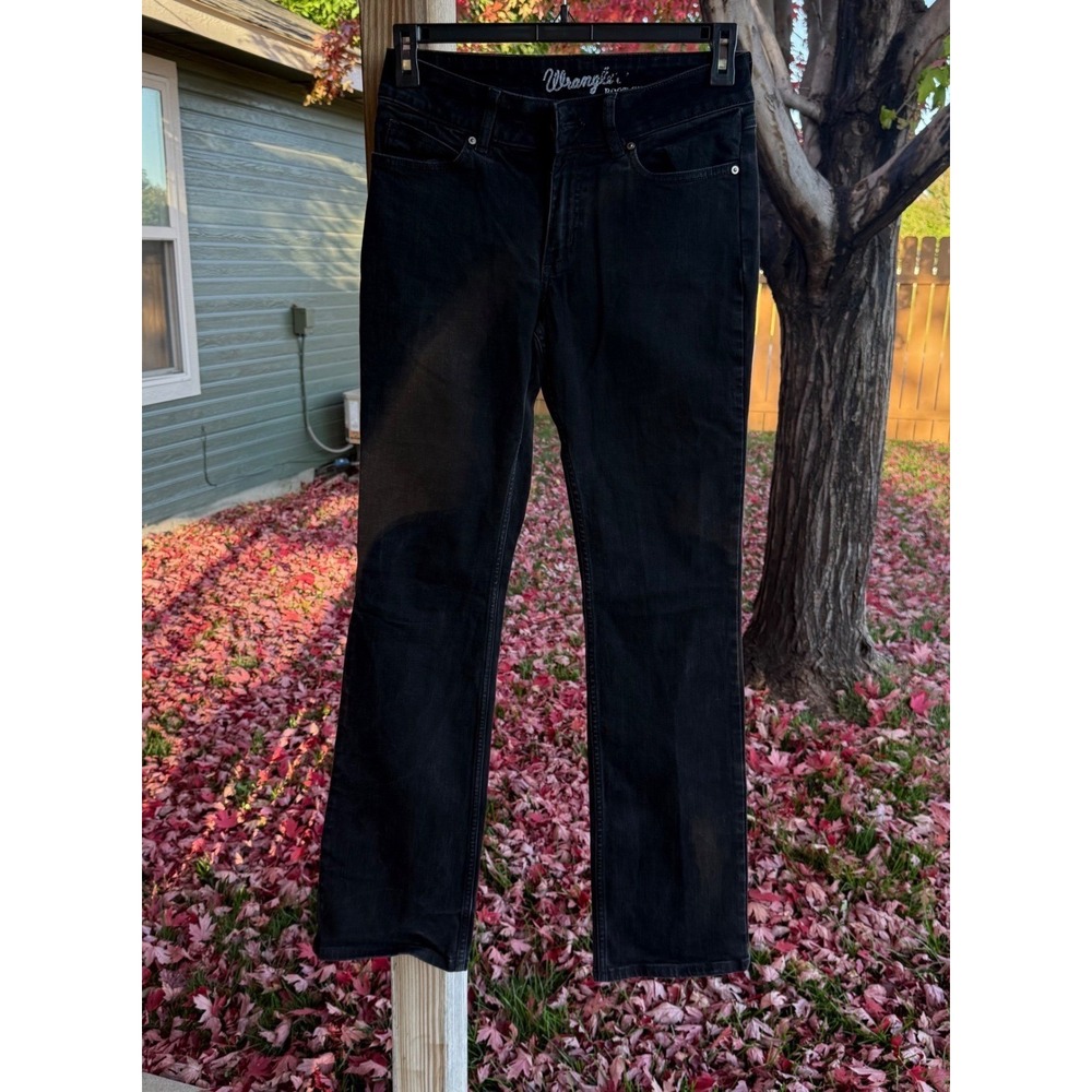 Wrangler Womens Black Classic Bootcut Western Jeans Size 7 x 34 Mid Rise Denim